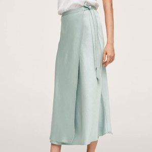 MANGO Satin Wrap Skirt